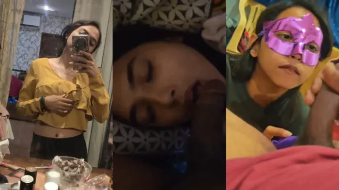 Cute Teen GF Mask blowjob Sex & Cumshot in Mouth Viral Video